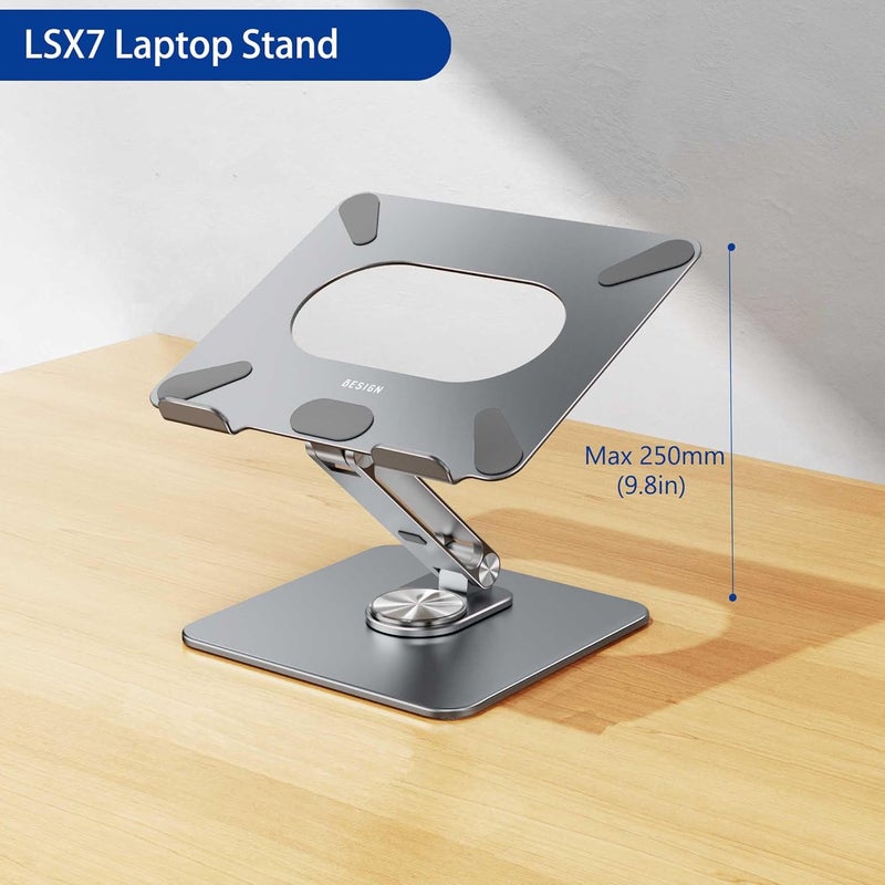 BESIGN LSX7 Laptop Stand with 360° Rotating Base, Ergonomic Adjustable Notebook Stand, Riser Holder Computer Stand Compatible with Air, Pro, Dell, HP, Lenovo More 10-15.6" Laptops (Gray) - Image 5